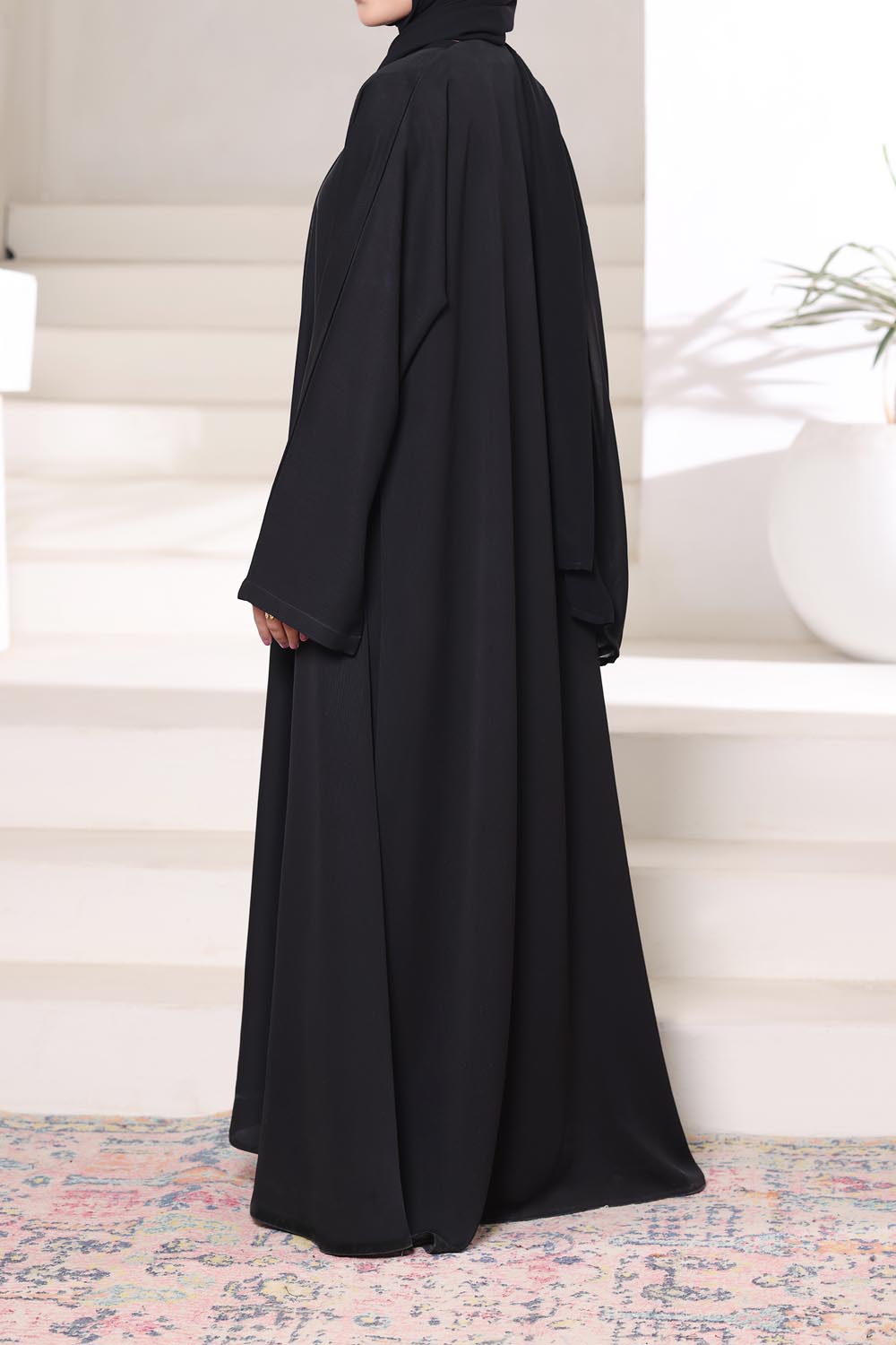 Black Front Open Gown Abaya by Al Deebaj, photo 3