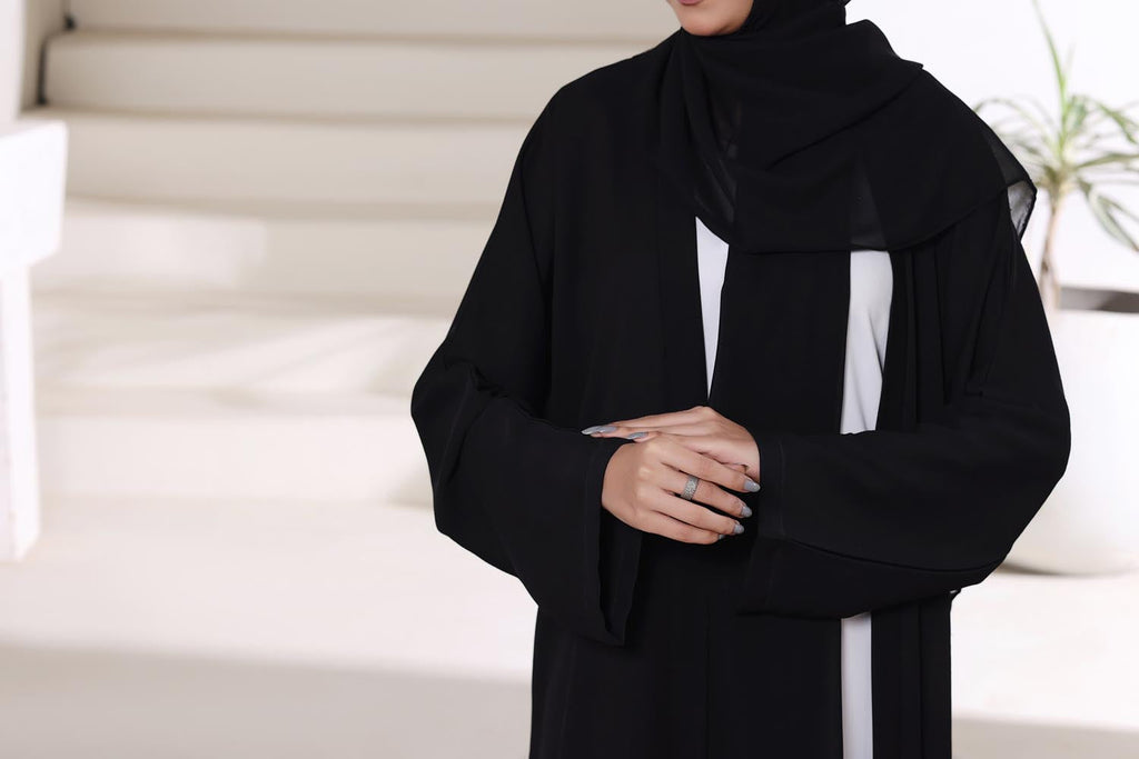 Black Front Open Gown Abaya by Al Deebaj, photo 8