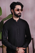 Black Self Kurta Pajama by Al Deebaj