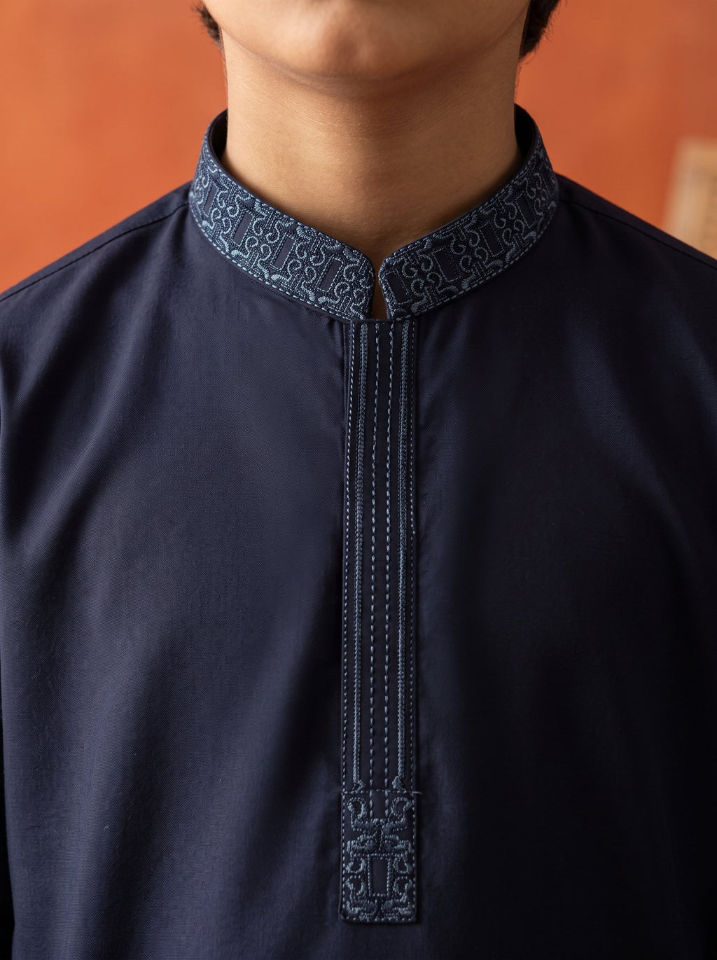 Embroidered Navy Kids Kurta Shalwar by Al Deebaj, photo 2