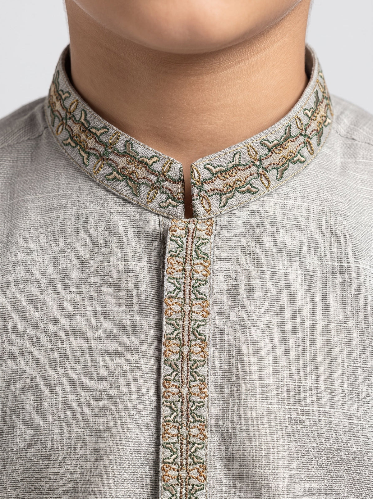 Kids Mint Green Embroidered Kurta Shalwar by Al Deebaj, photo 2