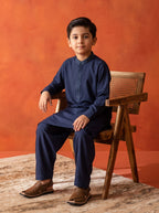 Embroidered Navy Kids Kurta Shalwar by Al Deebaj, photo 3
