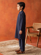 Embroidered Navy Kids Kurta Shalwar by Al Deebaj, photo 4