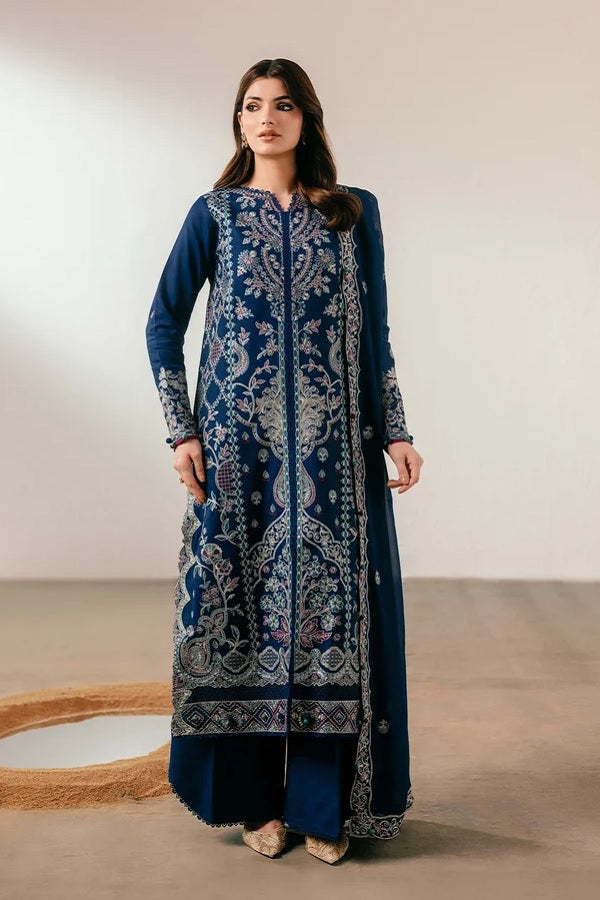 Florent Luxe Silk (Celest) – Florent 3-piece unstitched suit