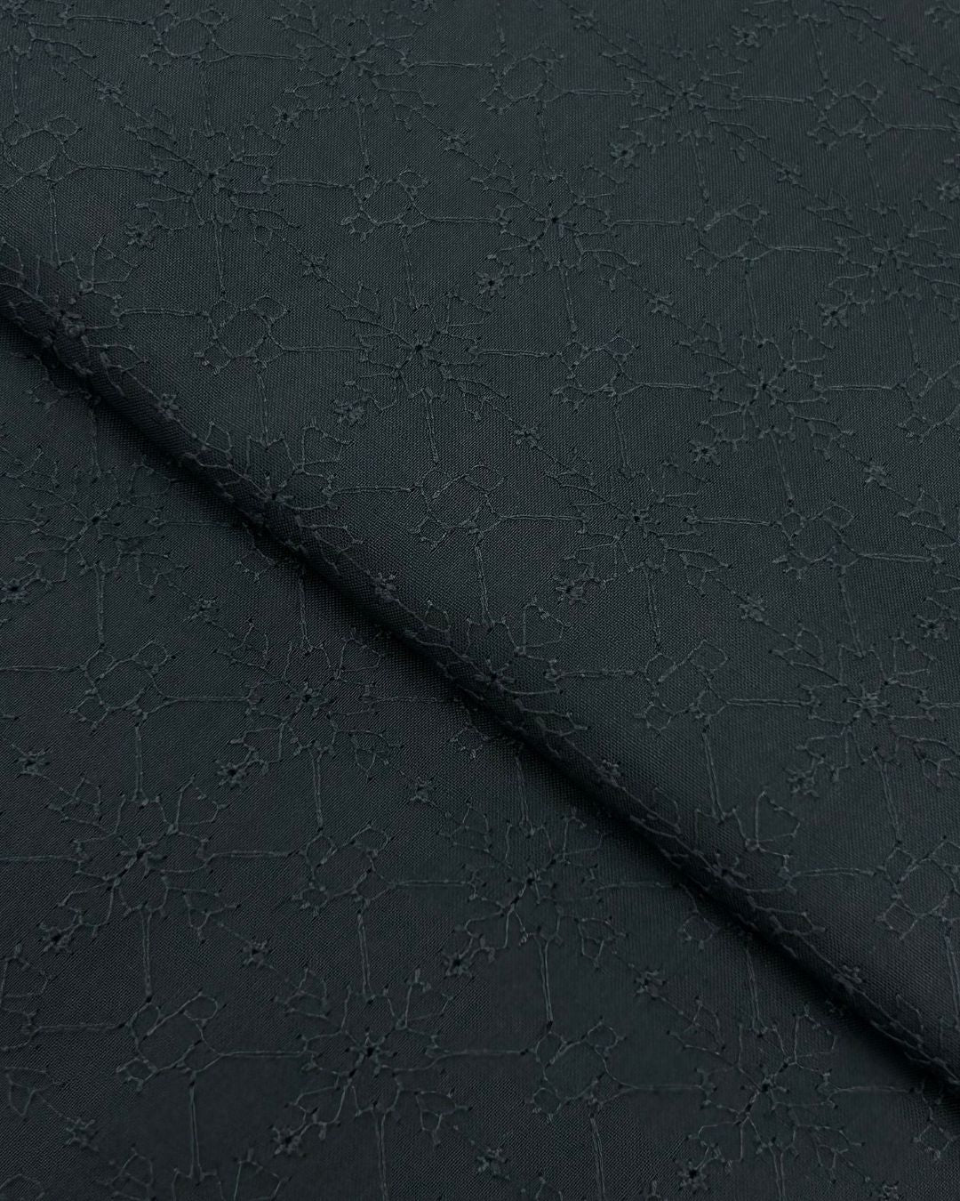 Chikankari Lawn – Black (CK-W24-0042), embroidered lawn fabric by the meter