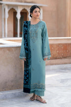 Raaya Plush Winter (Cyan) – Raaya 3-piece unstitched suit