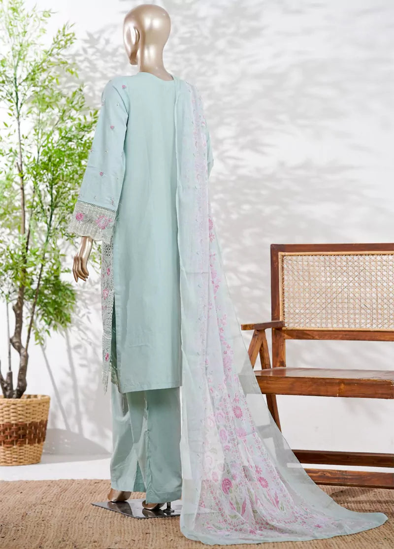 Embroidered Mint Green Lawn 3-Piece Stitched Suit by Bin Saeed, photo 2