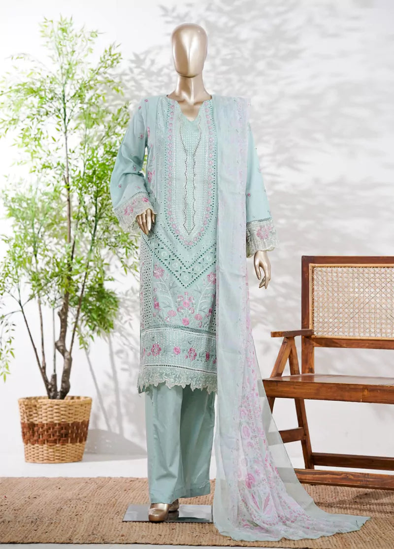 Embroidered Mint Green Lawn 3-Piece Stitched Suit by Bin Saeed, photo 3