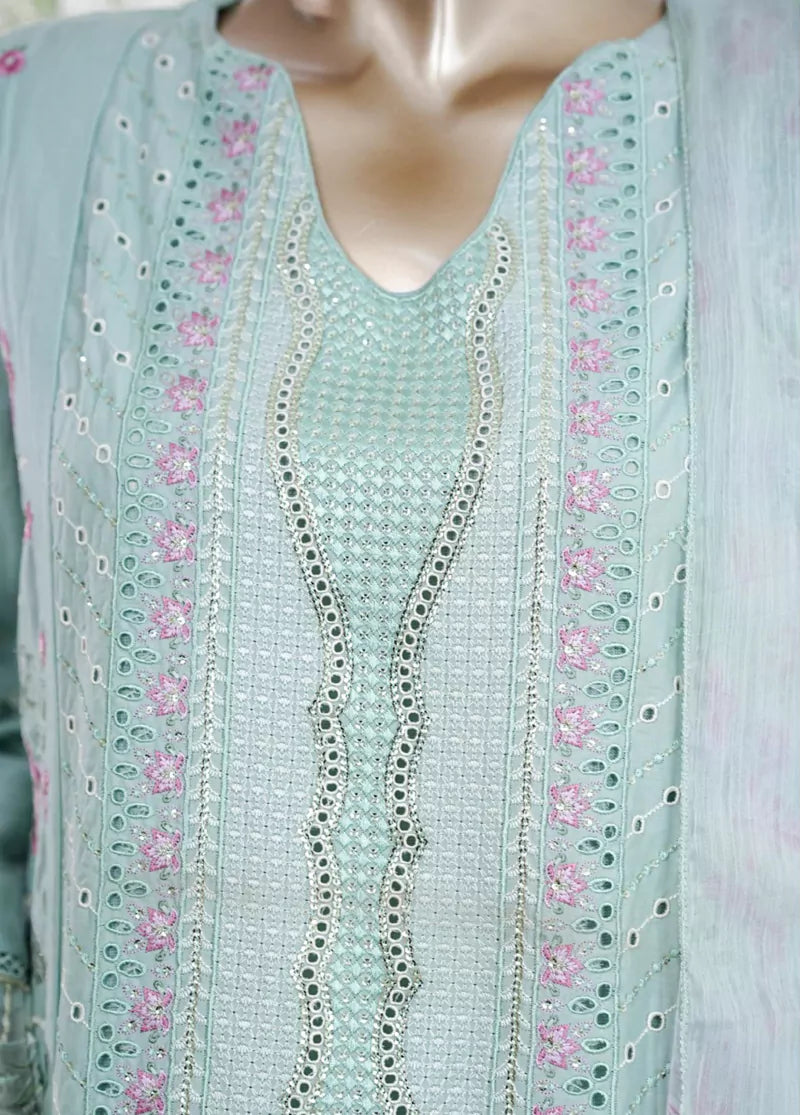 Embroidered Mint Green Lawn 3-Piece Stitched Suit by Bin Saeed, photo 4