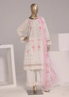 Embroidered White Lawn 3-Piece Stitched Suit by Bin Saeed