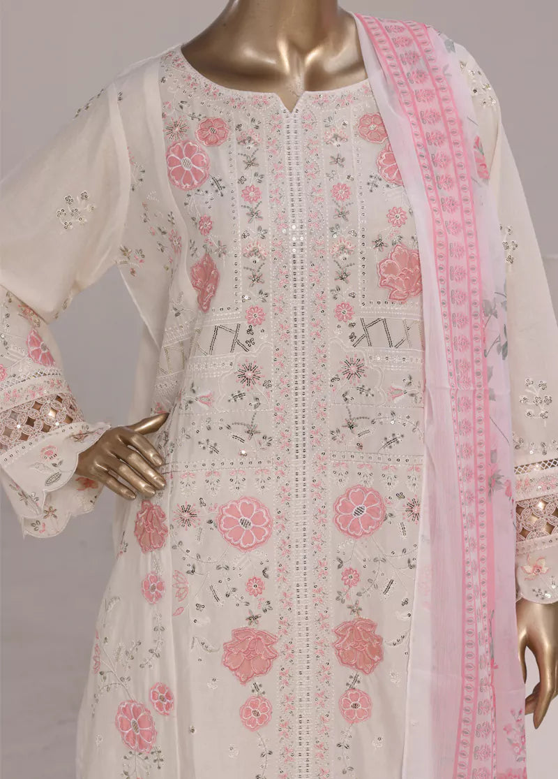 Embroidered White Lawn 3-Piece Stitched Suit by Bin Saeed, photo 2