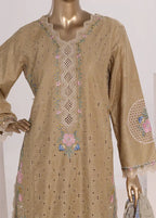 Embroidered Sand Brown Lawn 3-Piece Stitched Suit by Bin Saeed, photo 2