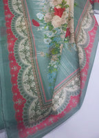 Digital Printed Mint Green Cotton 3-Piece Unstitched Suit by Bin Saeed, photo 3
