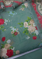 Digital Printed Mint Green Cotton 3-Piece Unstitched Suit by Bin Saeed, photo 2