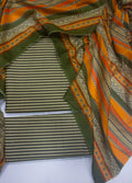 Digital Printed Beige & Black Cotton 3-Piece Unstitched Suit by Bin Saeed