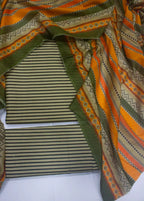 Digital Printed Beige & Black Cotton 3-Piece Unstitched Suit by Bin Saeed