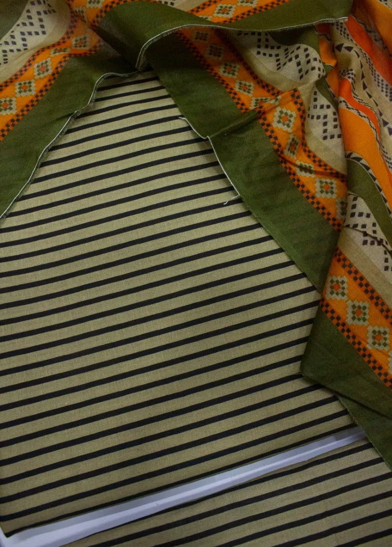 Digital Printed Beige & Black Cotton 3-Piece Unstitched Suit by Bin Saeed, photo 2