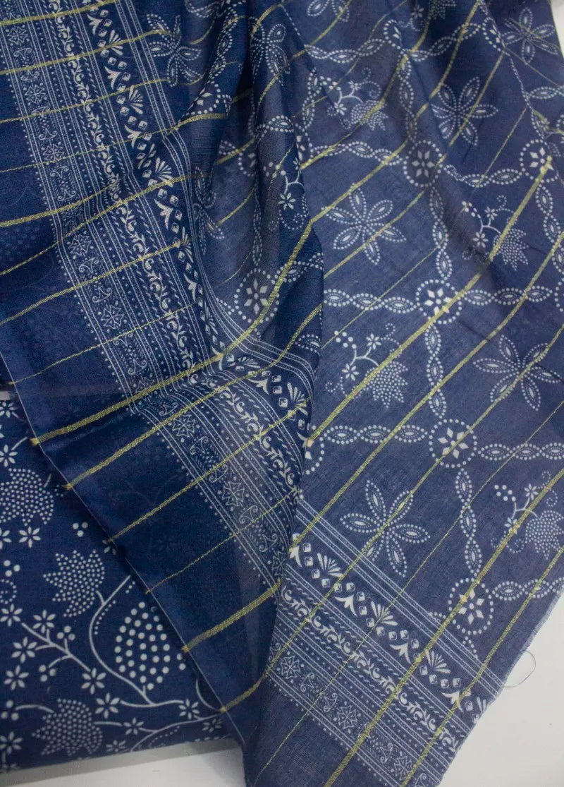 Digital Printed Navy Blue Cotton 3-Piece Unstitched Suit by Bin Saeed, photo 3