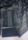 Digital Printed Grey Cotton 3-Piece Unstitched Suit by Bin Saeed