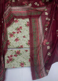 Digital Printed Ivory Cotton 3-Piece Unstitched Suit by Bin Saeed