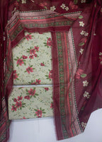 Digital Printed Ivory Cotton 3-Piece Unstitched Suit by Bin Saeed