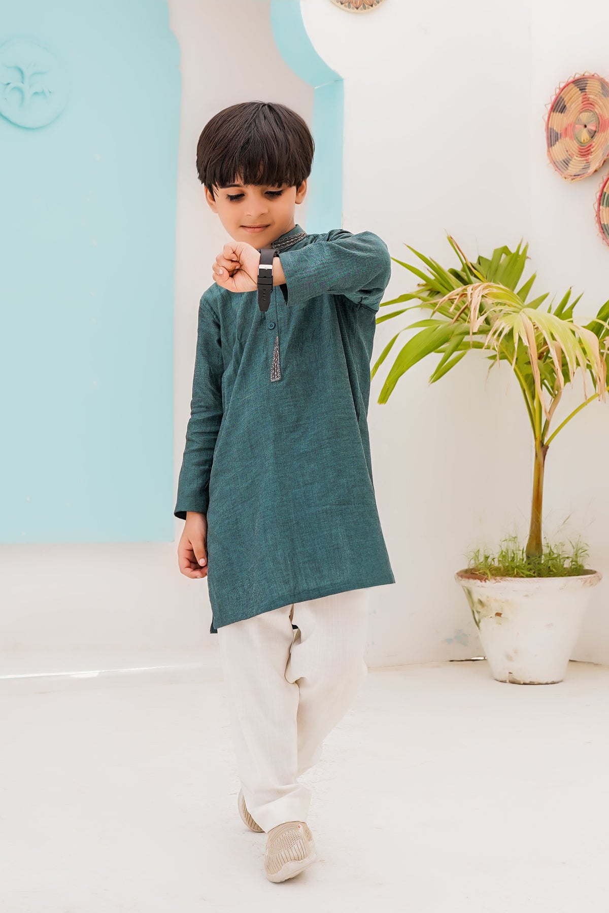 Green Self Kids Kurta by Al Deebaj