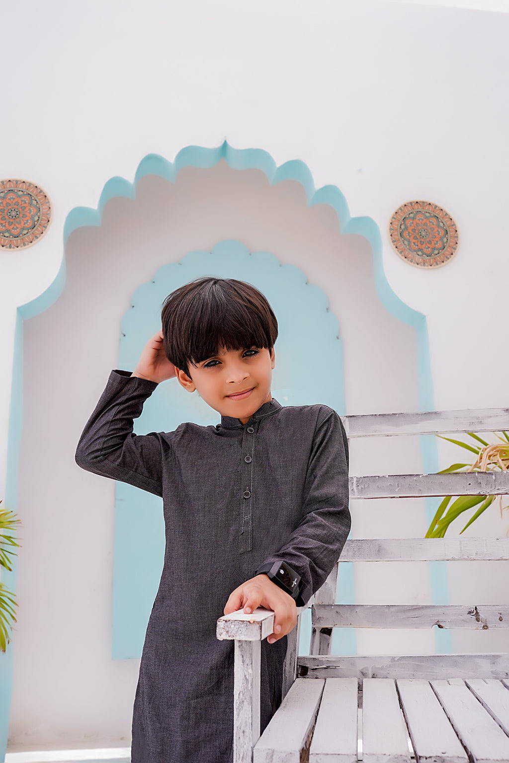 Grey Shamray Kids Kurta by Al Deebaj