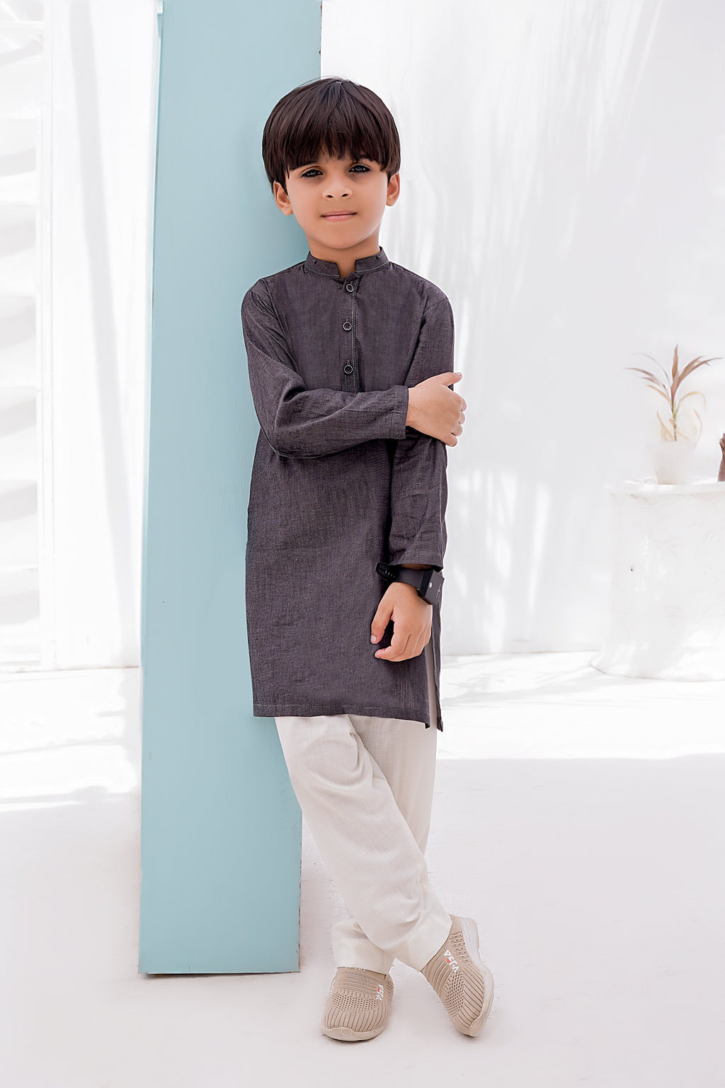 Grey Shamray Kids Kurta by Al Deebaj, photo 2