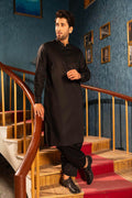 Black Cotton Kameez Shalwar by Al Deebaj