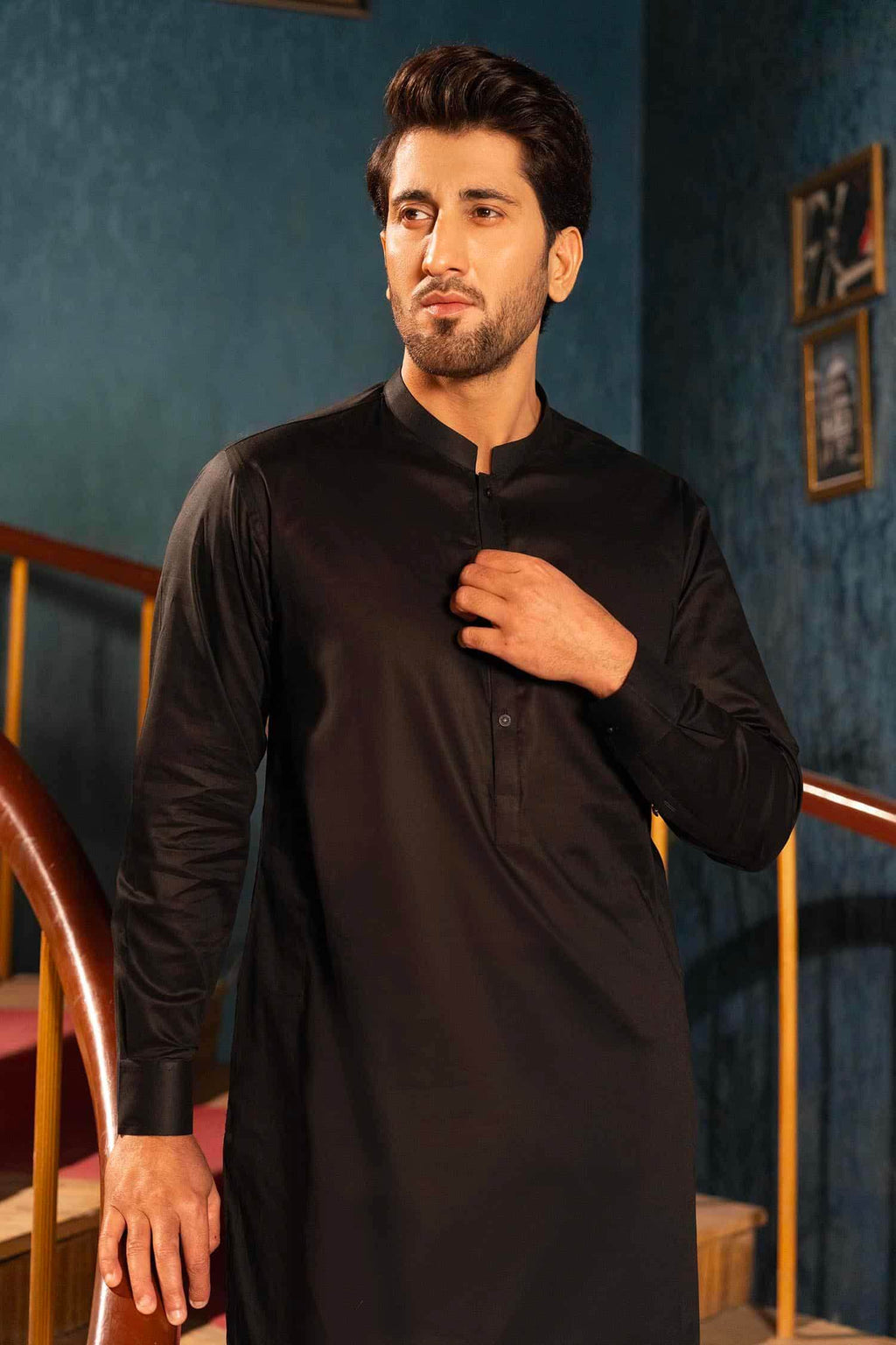 Black Cotton Kameez Shalwar by Al Deebaj, photo 3