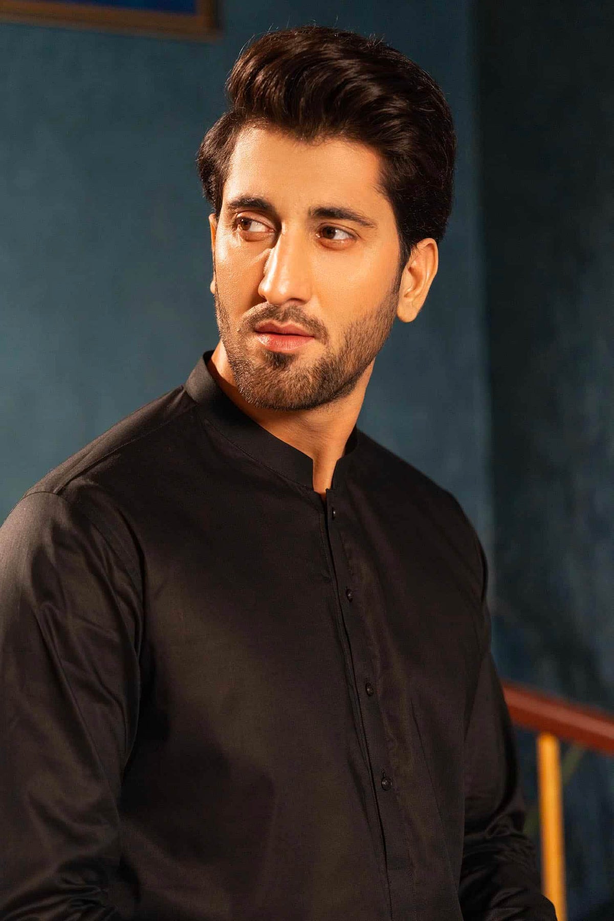 Black Cotton Kameez Shalwar by Al Deebaj, photo 2