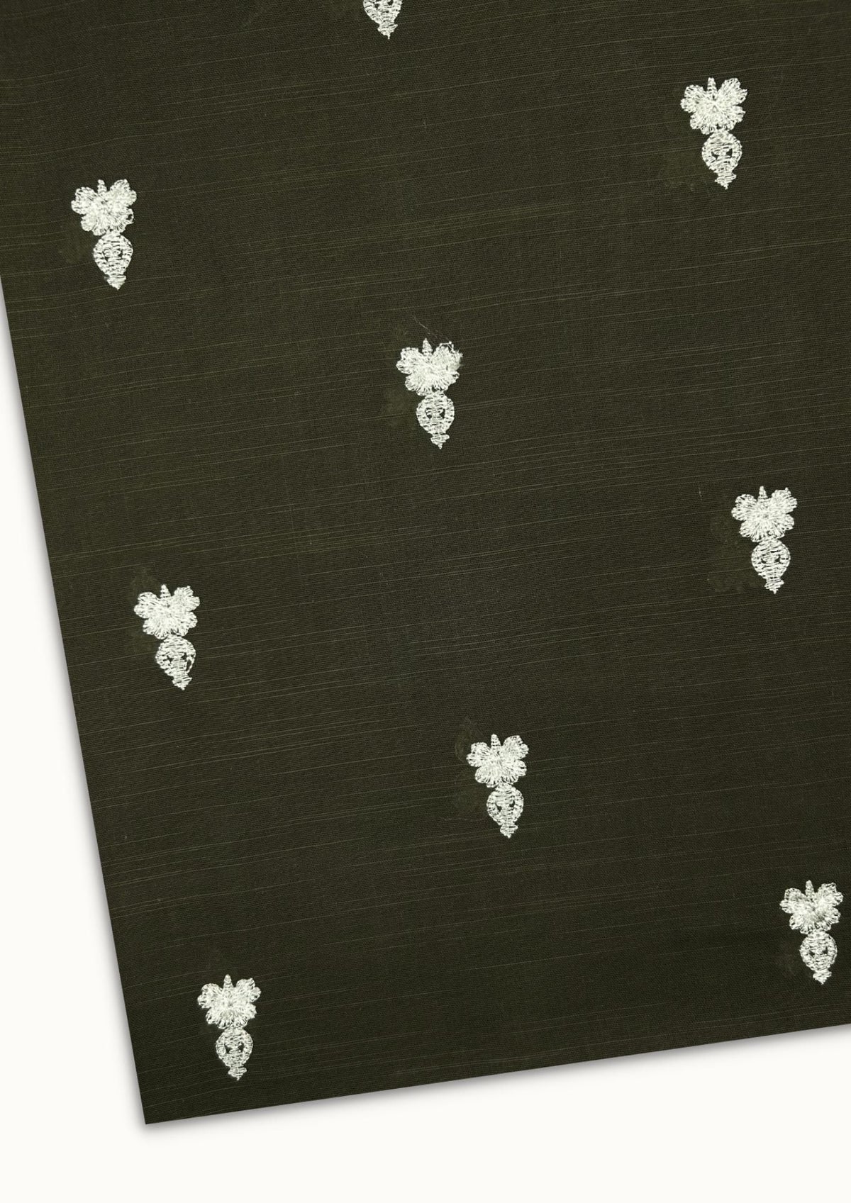 Embroidered Khaddar – Mehndi, embroidered khaddar fabric by the meter
