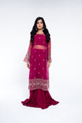Embroidered & Embellished Pink Organza 2-Piece Unstitched Suit by The Fabric Store