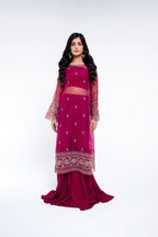 Embroidered & Embellished Pink Organza 2-Piece Unstitched Suit by The Fabric Store