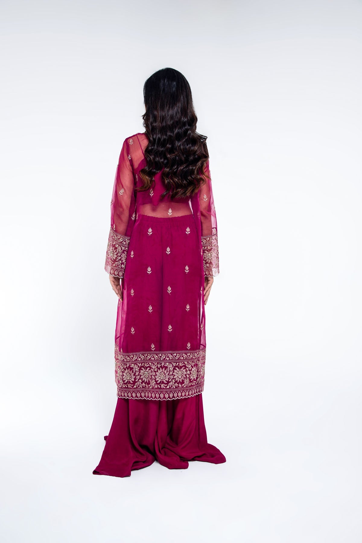 Embroidered & Embellished Pink Organza 2-Piece Unstitched Suit by The Fabric Store, photo 2