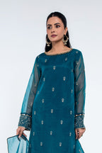 Embroidered & Embellished Green Organza 2-Piece Unstitched Suit by The Fabric Store, photo 2