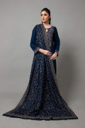 Embroidered Navy Blue Karandi Lawn Shawl by The Fabric Store