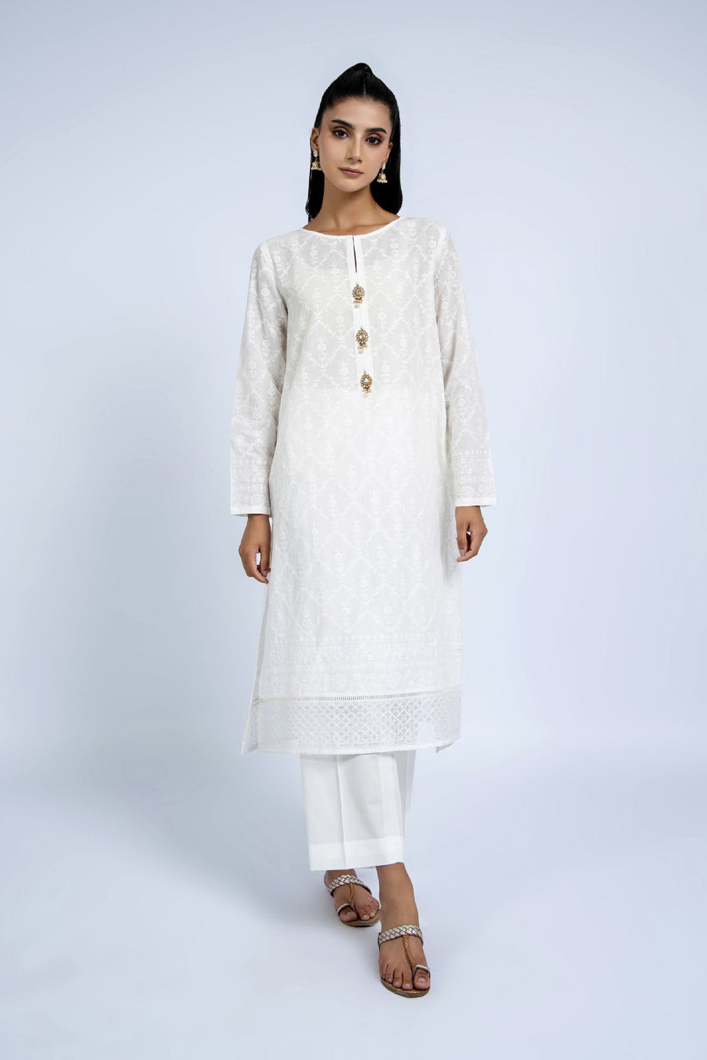 Embroidered White Lawn 2-Piece Unstitched Suit by The Fabric Store