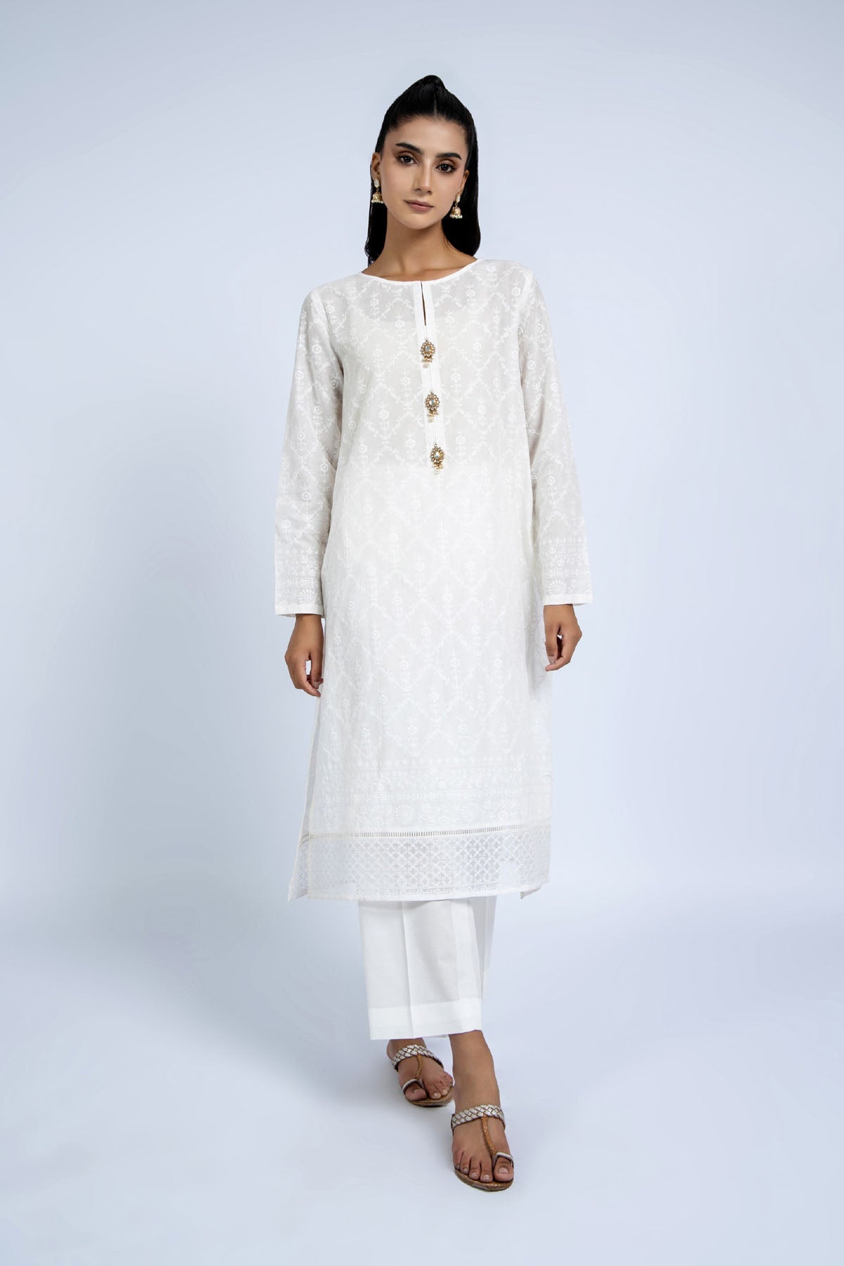 Embroidered White Lawn 2-Piece Unstitched Suit by The Fabric Store