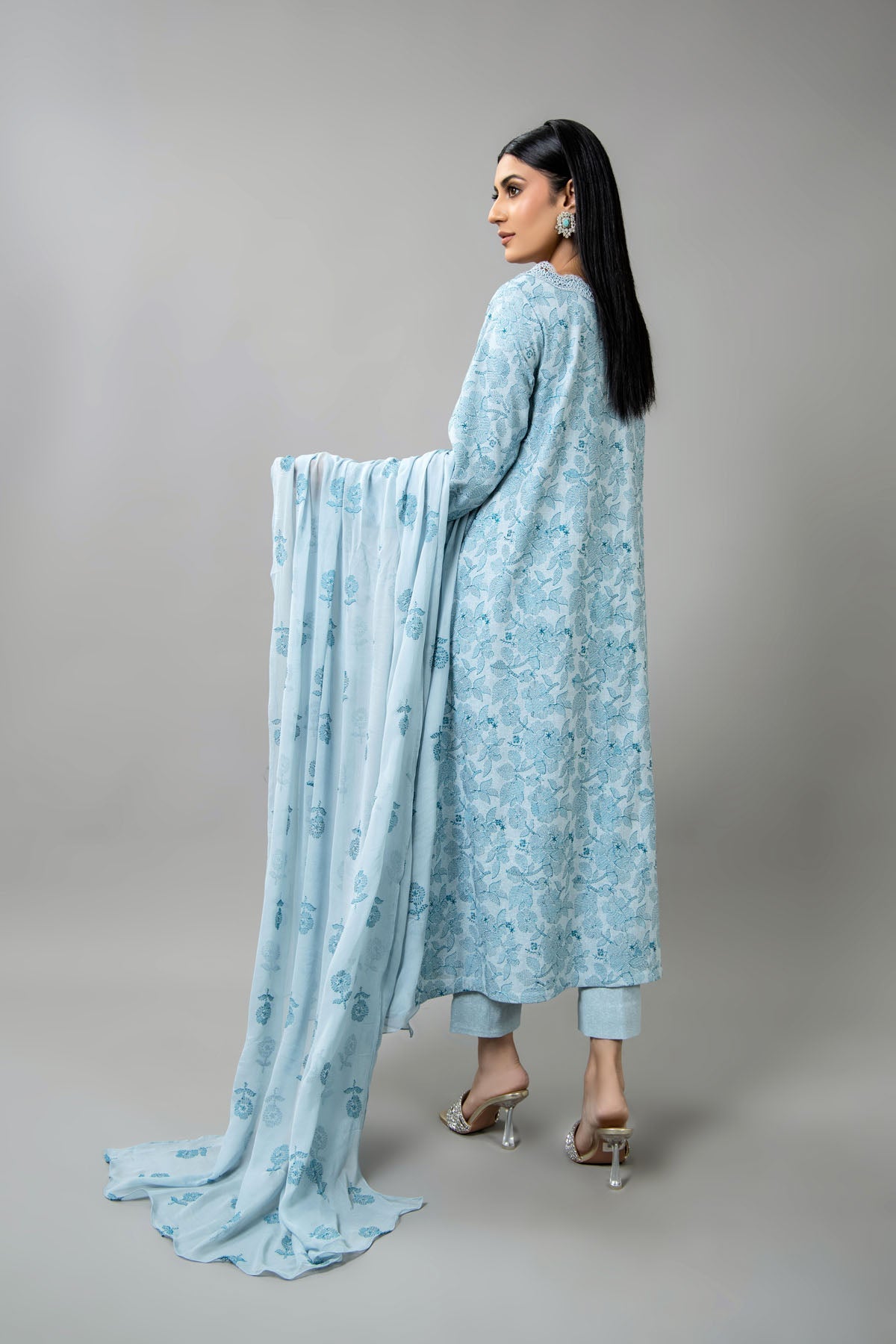 Embroidered Grey Cotton Karandi 3-Piece Unstitched Suit by The Fabric Store, photo 2