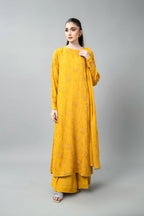 Embroidered & Embellished Mustard Chiffon 3-Piece Unstitched Suit by The Fabric Store