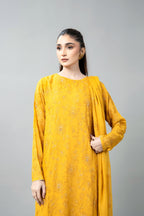 Embroidered & Embellished Mustard Chiffon 3-Piece Unstitched Suit by The Fabric Store, photo 4