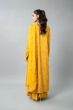 Embroidered & Embellished Mustard Chiffon 3-Piece Unstitched Suit by The Fabric Store, photo 2