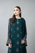 Embroidered & Embellished Green Chiffon 3-Piece Unstitched Suit by The Fabric Store, photo 4