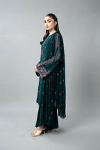 Embroidered & Embellished Green Chiffon 3-Piece Unstitched Suit by The Fabric Store, photo 3