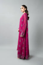 Embroidered & Embellished Pink Chiffon 3-Piece Unstitched Suit by The Fabric Store, photo 3