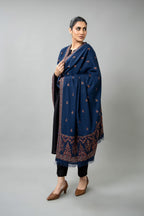 Embroidered Navy Blue Karandi Lawn Shawl by The Fabric Store, photo 2