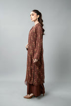 Embroidered & Embellished Brown Chiffon 3-Piece Unstitched Suit by The Fabric Store, photo 3
