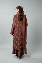 Embroidered & Embellished Brown Chiffon 3-Piece Unstitched Suit by The Fabric Store, photo 2