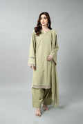 Embroidered & Embellished Sea Green Slub Khaddar 3-Piece Unstitched Suit by The Fabric Store